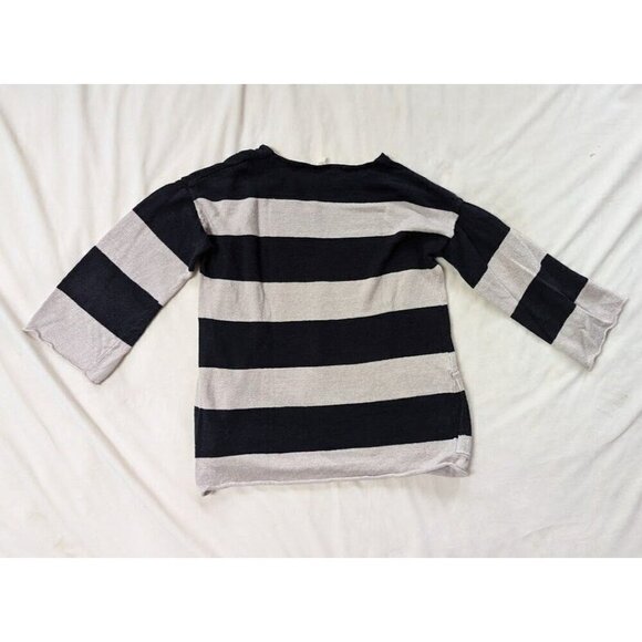 Eileen Fisher Women XS Sweater 100% Linen Knit Minimalist Lagenlook Striped - Picture 2 of 4
